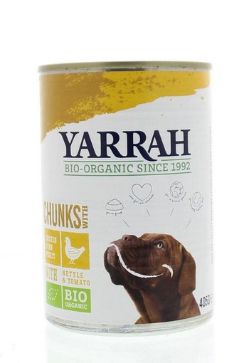 Yarrah Hond brokjes kip in saus bio (405 Gram)