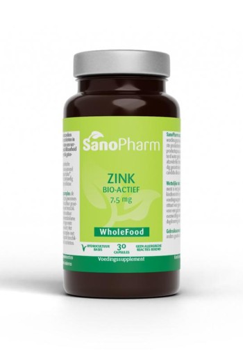 Sanopharm Zink 7.5mg WholeFood (30 Capsules)