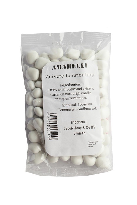 Amarelli Laurierdrop pepermunt wit zakje (100 Gram)