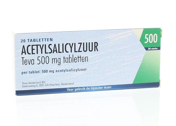 Teva Acetylsalicylzuur 500mg (20 Tabletten)