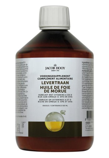 Jacob Hooy Levertraan/visolie vitamine A & D (500 Milliliter)