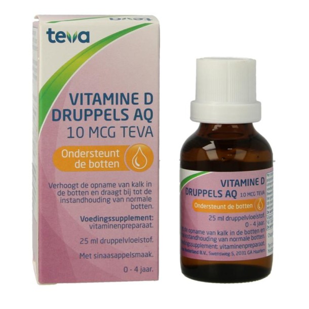 Teva Vitamine D AQ druppels 10 mcg (25 Milliliter)