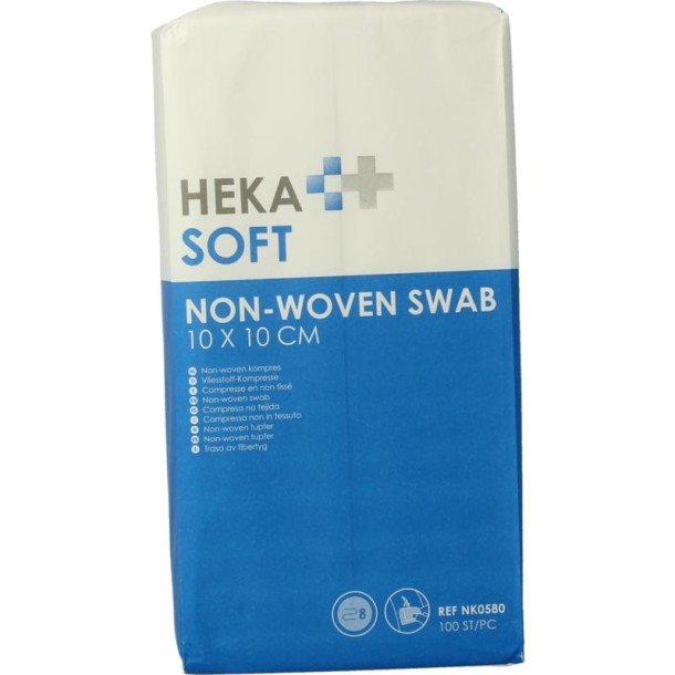 Heka Soft Non-woven kompres 10 x 10cm niet steriel 8 lagen (100 Stuks)