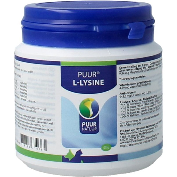 Puur L Lysine hond/kat (50 Gram)