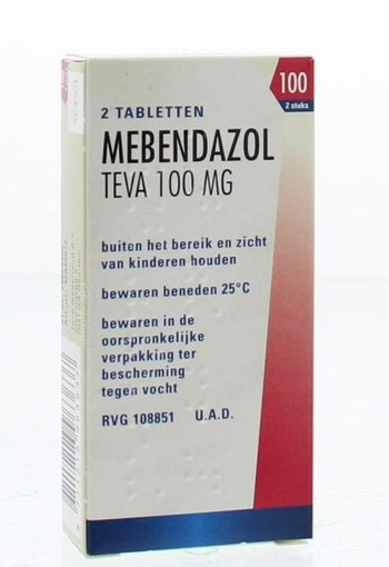 Teva Mebendazol 100 mg (2 Stuks)