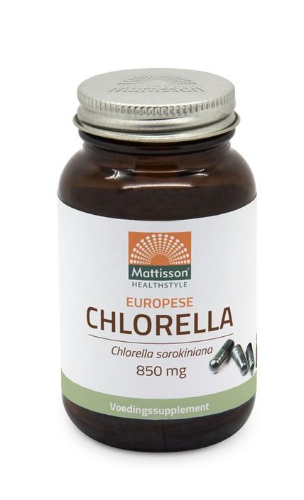 Mattisson Europese chlorella capsules 775mg bio (90 Vegetarische capsules)