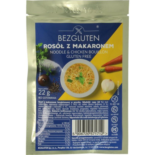 Bezgluten Kippensoep glutenvrij (22 Gram)