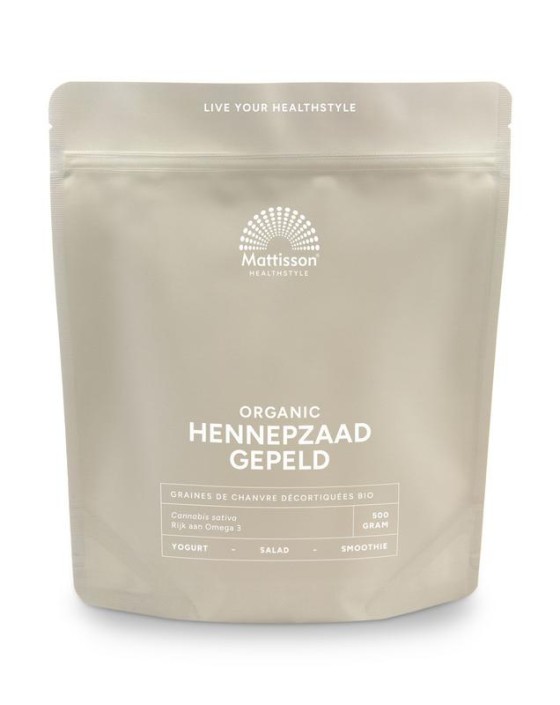 Mattisson Absolute hemp seeds hulled hennepzaad gepeld bio (500 Gram)
