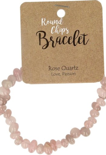 Steengoed Splitkralen armband roze kwarts op kaart (1 Stuks)