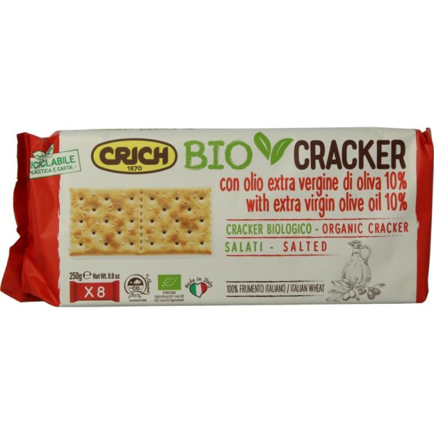 Crich Crackers olijfolie met zout rood bio (250 Gram)