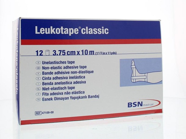 Leukotape Classic 10m x 3.75cm wit 47109 (12 Stuks)