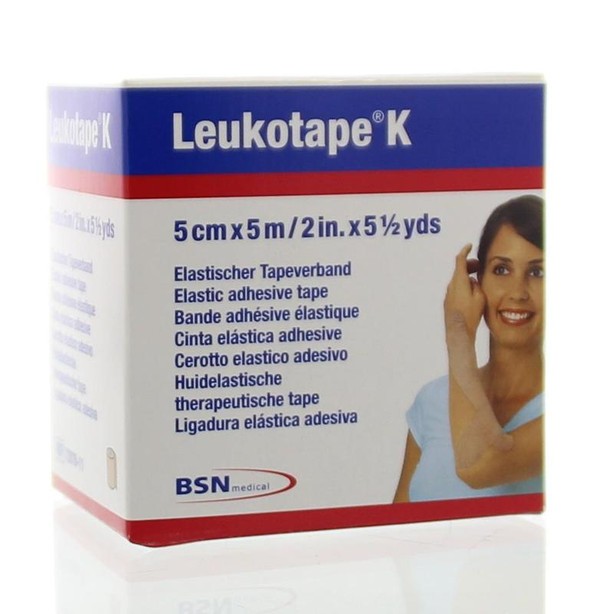 Leukotape K elastische tape 5m x 5cm huidkleur (1 Stuks)
