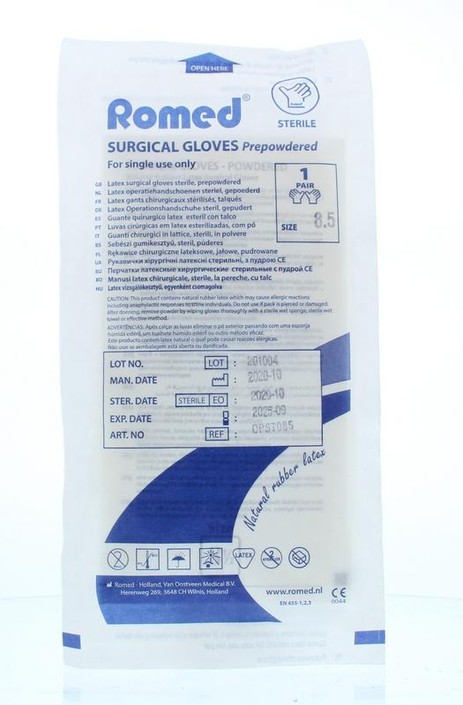 Romed Operatiehandschoen steriel gepoederd 8.5 (1 Paar)