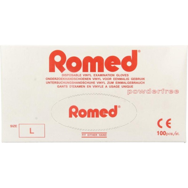 Romed Vinyl handschoen niet steriel poedervrij L (100 Stuks)