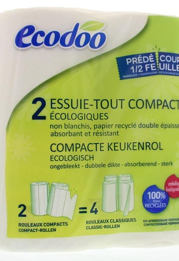 Ecodoo Keukenrol compact ecologisch bio (2 Stuks)