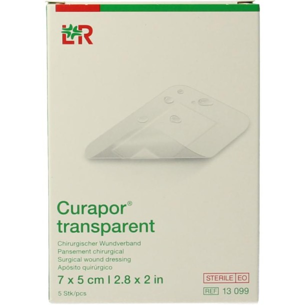 Curapor Transparant 7 x 5cm steriel (5 Stuks)