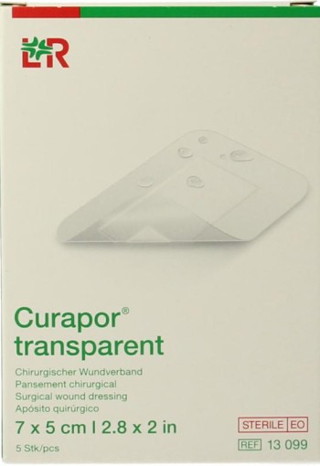Curapor Transparant 7 x 5cm steriel (5 Stuks)