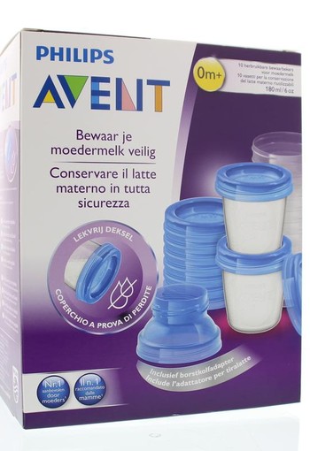 Avent Via voorraadbeker moedermelk set & adapter (1 Set)