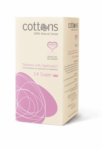Cottons Tampons met inbrenghuls super (14 Stuks)