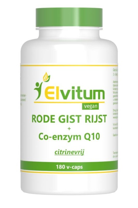 Elvitum Rode gist rijst met Q10 (180 Vegetarische capsules)