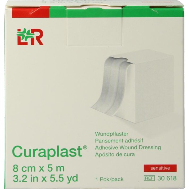 Curaplast Sensitive wondpleister 5m x 8cm (1 Rol)