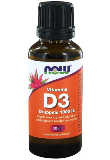 NOW Vitamine D3 druppels 1000IE (30 Milliliter)