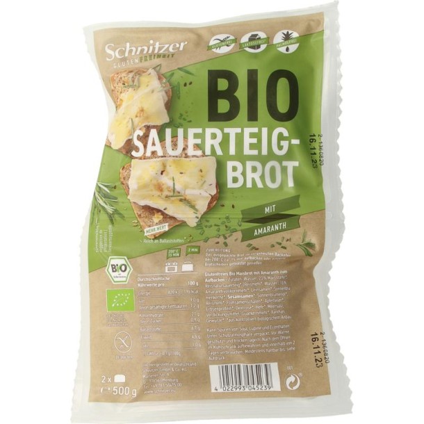 Schnitzer Rustico amaranth glutenvrij bio (500 Gram)