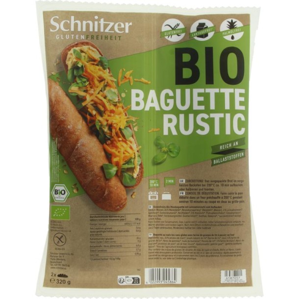 Schnitzer Baguette rustic 160 gram glutenvrij bio (2 Stuks)