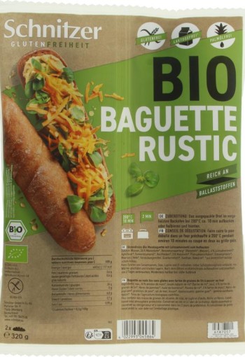 Schnitzer Baguette rustic 160 gram glutenvrij bio (2 Stuks)
