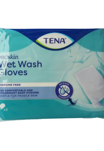 Tena Wet gloves cleans & care lotion no perfume (5 Stuks)