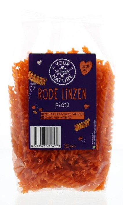 Your Organic Nat Rode linzen pasta glutenvrij (250 Gram)