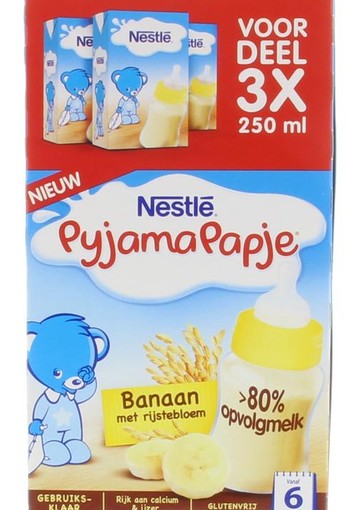Nestle Pyjamapapje banaan 250 ml (3 Stuks)