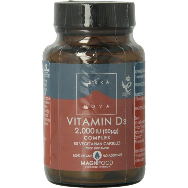 Terranova Vitamine D3 2000IE 50mcg complex (50 Vegetarische capsules)