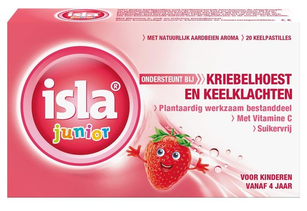 Isla Junior keelpastilles aardbei (20 Pastilles)