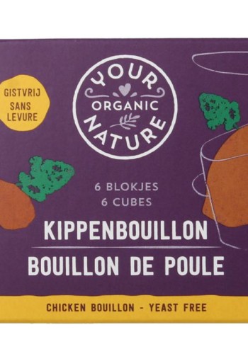 Your Organic Nat Kippenbouillonblokjes helder zonder gist bio (6 Stuks)