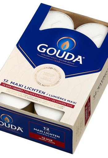Gouda Maxi waxinelicht 10 uur wit (12 Stuks)