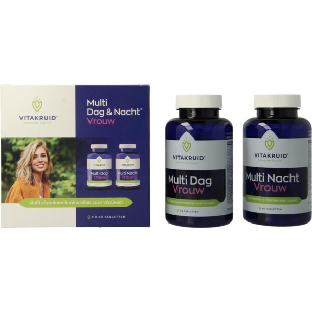 Vitakruid Multi Dag & Nacht Vrouw 100% Vegan 2 x 90 (180 Tabletten)