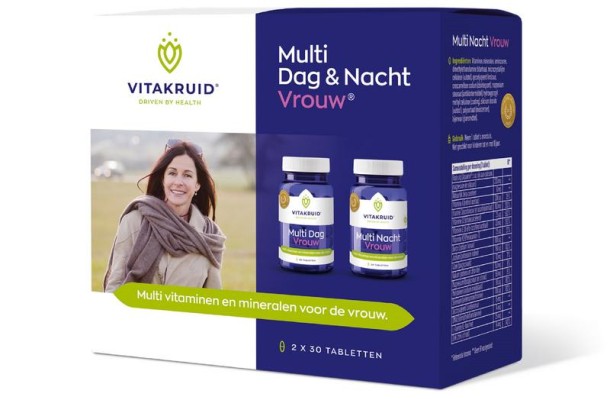 Vitakruid Multi Dag & Nacht Vrouw 100% Vegan 2 x 30 (60 Tabletten)
