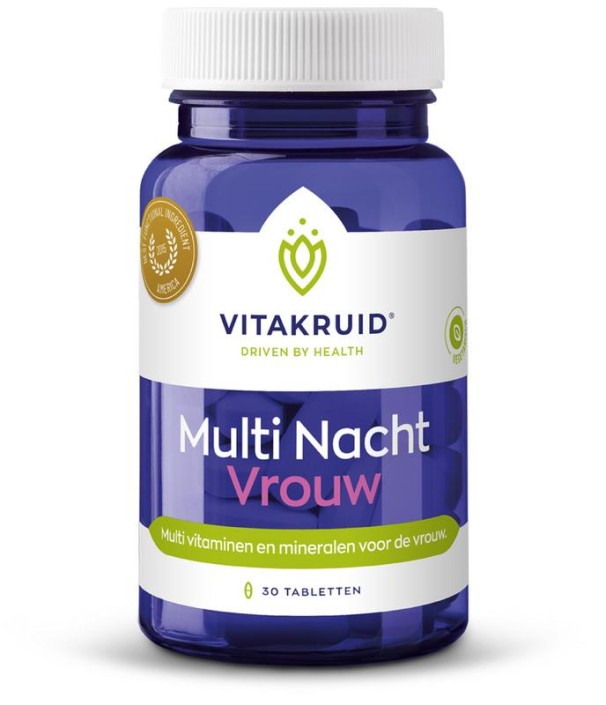 Vitakruid Multi Nacht Vrouw 100% Vegan (30 Tabletten)