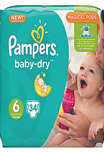 Pam­pers Ba­by dry XL maat 6 voor­deel­pak 34 stuks