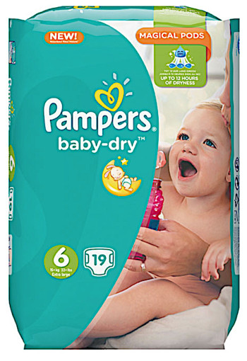 Pam­pers Ba­by dry XL maat 6 19 stuks