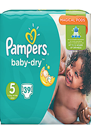 Pam­pers Ba­by dry Ju­ni­or maat 5 voor­deel­pak 39 stuks