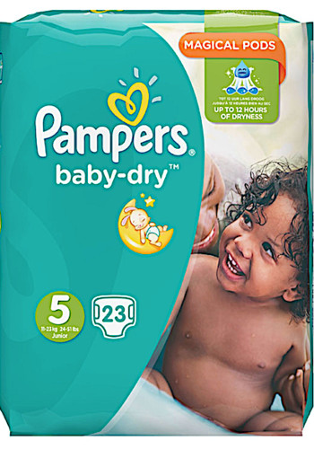 Pam­pers Ba­by dry Ju­ni­or maat 5 /23 stuks