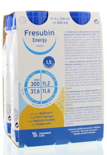 Fresubin Energy drink tropische vruchten 200 ml (4 Stuks)