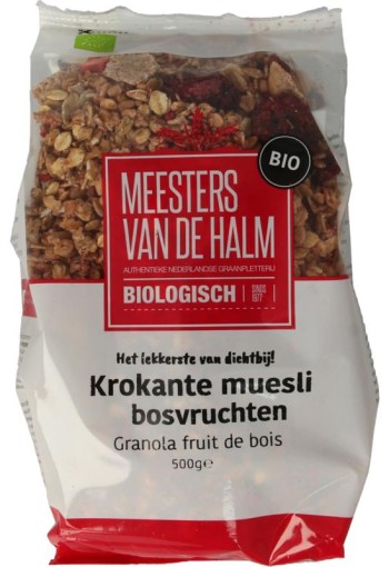 De Halm Muesli krokant bosvruchten bio (500 Gram)
