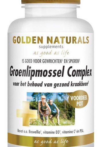 Golden Naturals Groenlipmossel & curcuma longa (180 Capsules)