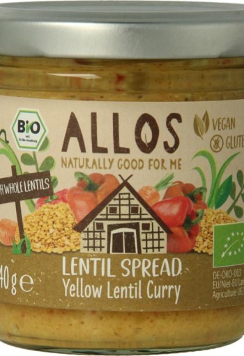 Allos Linzenspread gele curry bio (140 Gram)