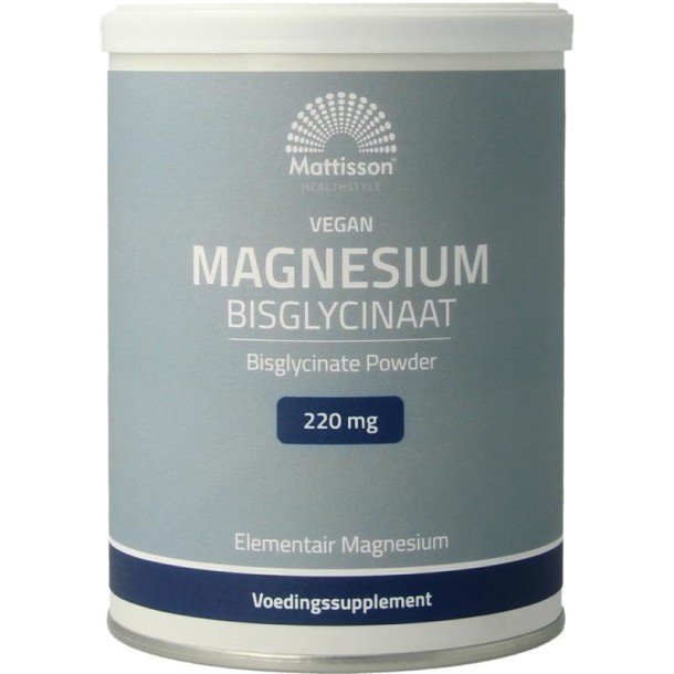 Mattisson Magnesium bisglycinaat poeder 11% elem magnesium (200 Gram)