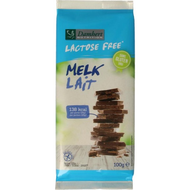 Damhert Chocoladetablet melk glutenvrij en lactosevrij (100 Gram)