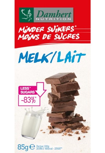 Damhert Chocoladetablet melk minder suikers (102 Gram)